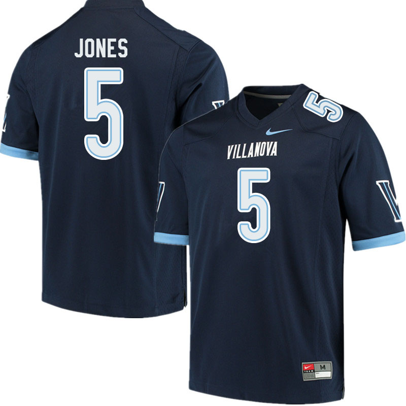 Men #5 Jevon Jones Villanova Wildcats College Football Jerseys Sale-Navy